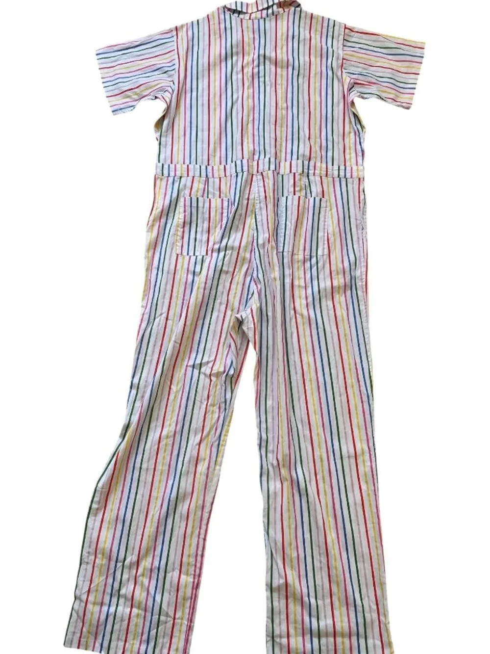Nooworks 70s Inspired Rainbow Striped Jumpsuit Womens 3XL Dopamine Kidcore Retro